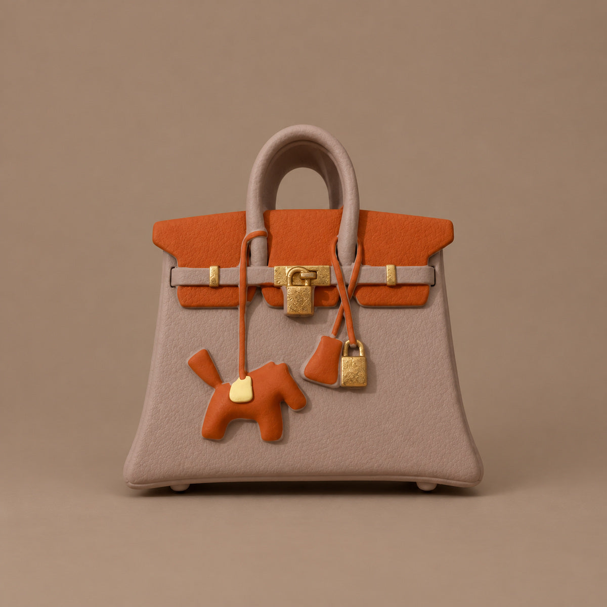 Mini sac diffuseur de parfum voiture orange & taupe